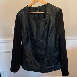 Alfani Faux-Leather Mix Jacket Stretch Sleeves Size XL